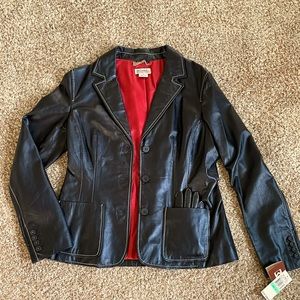 Michael Kors leather coat jacket 8 black